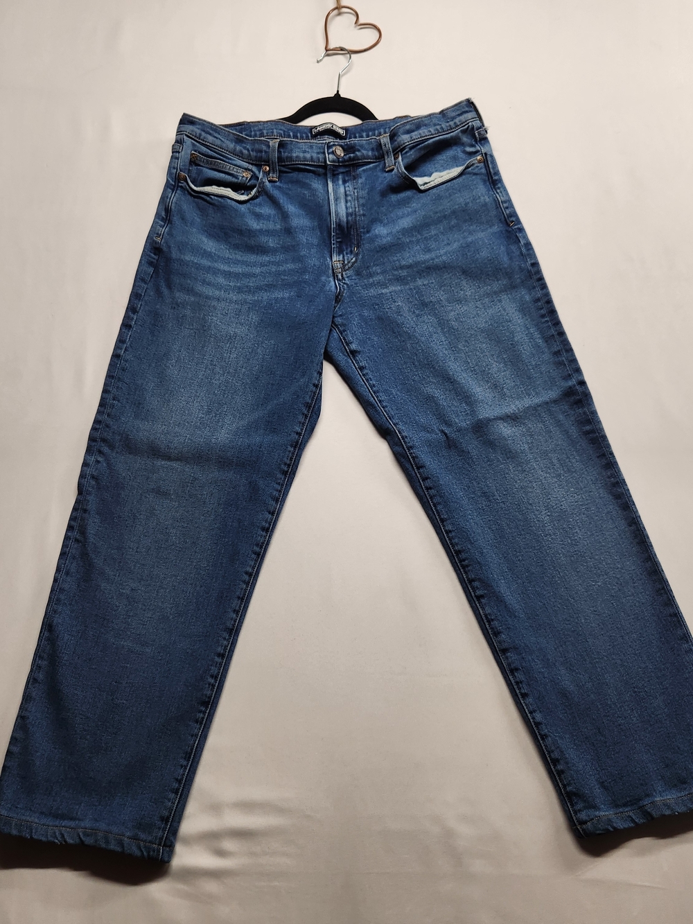 ⭐️Lands' End Square Rigger Mens Traditional Fit Straight Leg Blue Denim Jeans 35